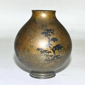 花器 昭和六年　大連農事株式会社　金工 花瓶 銅製 時代物　銅器 