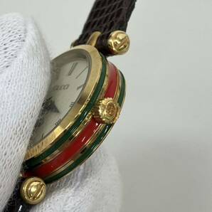 1円〜GUCCI グッチ シェリーライン ゴールド 腕時計 クォーツ レディース マルチカラー アイボリー文字盤 箱付 ヴィンテージ レザー 売切りの画像8