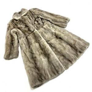 【貂商】h2537 EMBA サファイアミンク デザインコート ハーフコート セミロング ミンクコート 貂皮 mink身丈 約95cm