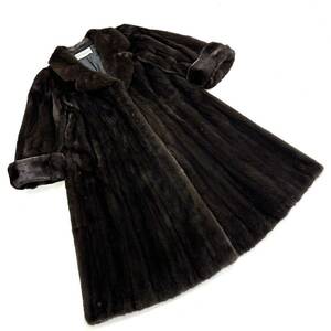 【貂商】h2554 BLACKGLAMA ブラックグラマミンク デザインコート セミロング ロングコート ミンクコート 貂皮 mink身丈 約105cm