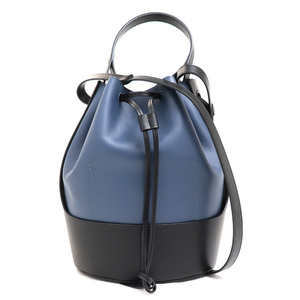 LOEWE ロエベ バルーンバッグ ミディアム 2Wayショルダーバッグ ネイビー ブラック 326.76AC30 レディース 中古 美品