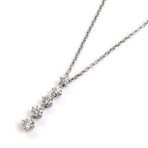 MIKIMOTO ミキモト K18WG ホワイトゴールド 5Pダイヤ ネックレス ダイヤモンド0.28ct 3.3g 43cm レディース 中古 美品