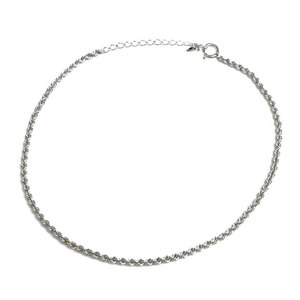 K18WG white gold anklet 1.5g 22.5~26.5cm blur slope chain unisex used beautiful goods 