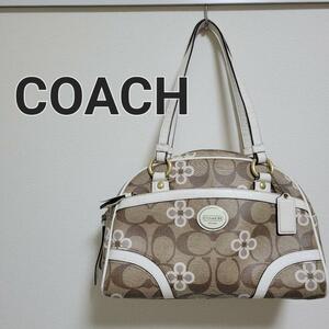 COACH コーチ シグネチャー クローバー柄 ハンドバッグ ミニボストン トートバッグ