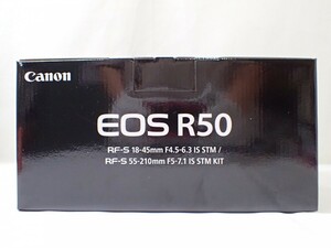 k4555 / 未使用 デジタル ミラーレス 一眼 カメラ ダブルズームキット CANON EOS R50 18-45mm F4.5-6.3 55-210mm F5-7.1 ブラック 現状品