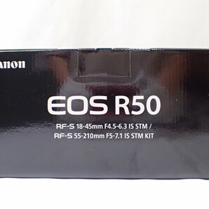 k4555 / 未使用 デジタル ミラーレス 一眼 カメラ ダブルズームキット CANON EOS R50 18-45mm F4.5-6.3 55-210mm F5-7.1 ブラック 現状品の画像1