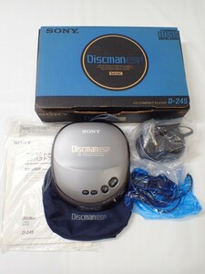 k4547 / SONY Discman ESP D-245 ポータブル CD コンパクト ディスク プレーヤー ケース 箱付 現状品 通電OK ジャンク