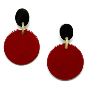 【新品】水牛 ピアス ラウンドシェイプ Front Red レッド 赤 round shape バッファローホーンアクセサリー　クリックポストなら送料￥185