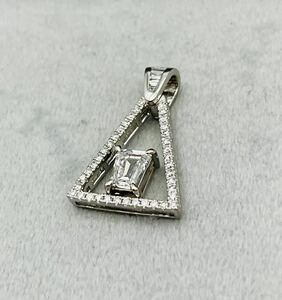 計1.157ct 天然ダイヤモンド pt950プラチナ ネックレストップ チャーム アクセサリー ペンダントトップ サイズ約2.25×1.55cm 重量約3.58g