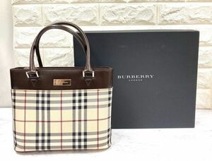 BURBERRY バーバリー ハンドバッグ ノバチェック X ダークブラウンカラー 箱付き fah 3A788