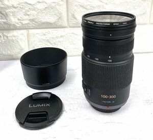 Panasonic パナソニック LUMIX G VARIO 1:4.0-5.6 100-300 MEGA O.I.S. 望遠レンズ レンズフード付き 動作未確認 fah 3A828