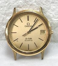 OMEGA オメガ Deville デヴィル デイト GD金具 クォーツ メンズ 腕時計 フェイスのみ 電池交換済 取扱説明書付 fah 3J004S_画像2