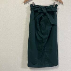 【美品】ミラオーウェン スカート タイトスカート 緑 ウエストゴム S スリット