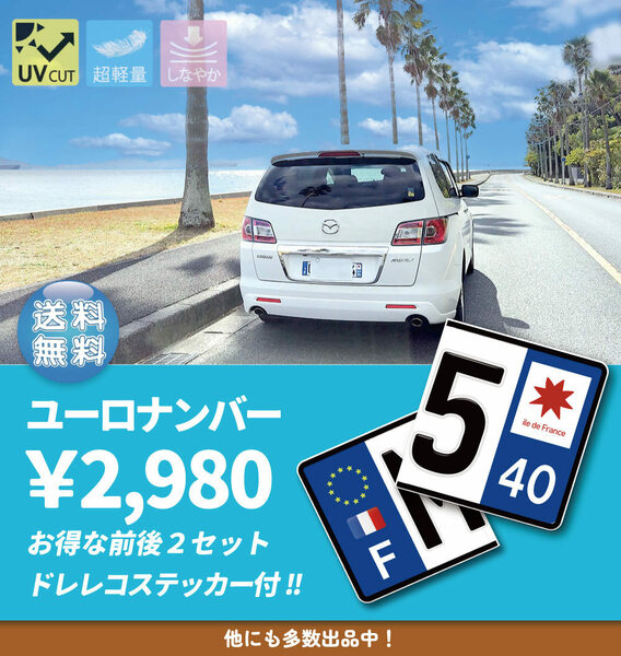 【お得な前後２セット】　ユーロナンバープレート　　オーダーデザイン　選べる素材3タイプ　