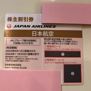 JAL 日本航空 ☆ 株主優待券 1枚　☆☆ ～2024年11月30日迄（※搭乗可能期間） ☆☆☆コード通知可☆☆☆