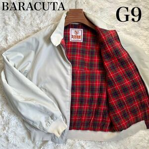 XL相当 BARACUTA バラクータ ハリントンジャケット G9 メンズ ブルゾン キルティング ジップアップ タータンチェック 42R アイボリー 上着