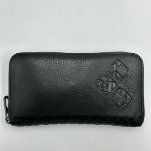 美品 付属品有 BOTTEGA VENETA ボッテガヴェネタ 長財布 ラウンドファスナー イントレチャート クロコダイル 黒 ブラック 鰐革 レザー 本革の画像2