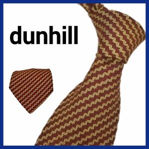 Dunhill　ダンヒル　ネクタイ　メンズ　レギュラータイ　レッド　ゴールド　ストライプ