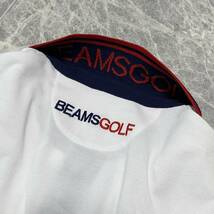 大人気 BEAMS GOLF ビームスゴルフ 半袖 ポロシャツ ストレッチ 吸水速乾 メンズ L 白 ホワイト ロゴ ワッペン ゴルフウェア 日本製 C350_画像6