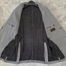 極美品 Distinction MEN'S BIGI メンズビギ ニット テーラードジャケット アンコン メンズ 04 (XL) 白 黒 ストライプ 襟裏 花柄 C363_画像4