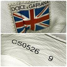 DOLCE＆GABBANA ドルチェ&ガッバーナ 本革 パンチング レザー ベルクロ ロゴプレート スニーカー シューズ UK9 (27.5cm) 白 ホワイト C388_画像10