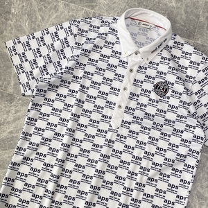  ultimate beautiful goods and per se Anne Pas . polo-shirt with short sleeves stretch dry men's M white navy total pattern Logo Golf wear Black&White C296