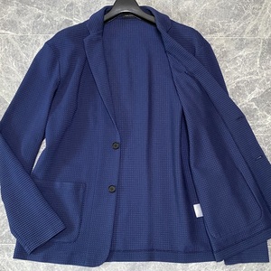 美品 近年モデル JOSEPH HOMME ジョセフオム ワッフル 凸凹 ストレッチ テーラードジャケット アンコン メンズ 50 (XL) ネイビー C367