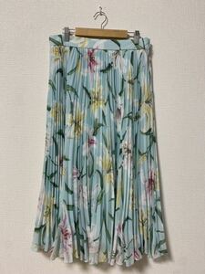 ●3-144 DAMA collectiom ダーマコレクション スカート 花柄 ロングスカート プリーツスカート スカート ギャザー 水色 タグ付き