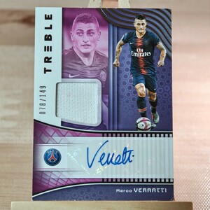 149枚限定 マルコ・ヴェッラッティ 2018-19 Panini Treble Soccer Jersey Autographs Marco Verratti PSG 078/149 直筆サインカード