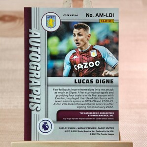 リュカ・ディニュ 2021-22 Mosaic Premier League Lucas Digne Choice Fusion Red Auto Aston Villa 直筆サインカードの画像2