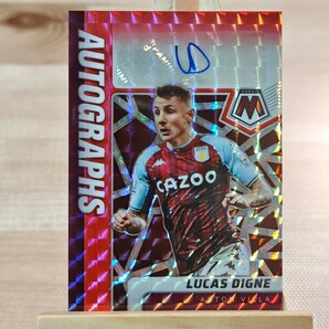 リュカ・ディニュ 2021-22 Mosaic Premier League Lucas Digne Choice Fusion Red Auto Aston Villa 直筆サインカードの画像1