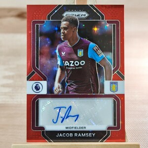 ジェイコブ・ラムジー 2022-23 Panini Prizm EPL Jacob Ramsey Red Stars Auto Autograph Aston Villa 直筆サインカード