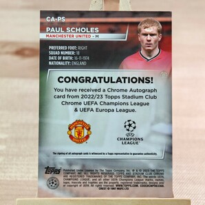 ポール・スコールズ 2022-23 Topps Stadium Club Chrome Refractor Paul Scholes Auto Manchester United 直筆サインカードの画像2