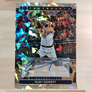 75枚限定 ルディ・ゴベア 2022-23 Panini Photogenic Rudy Gobert Cracked Ice Auto 36/75 ティンバーウルブズ 直筆サインカード