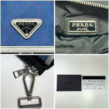 極美品 20年購入 PRADA プラダ テスート ナイロン サファイアーノ トライアングルロゴ クラッチバッグ 2NH011 ストラップ付き ブラック_画像9