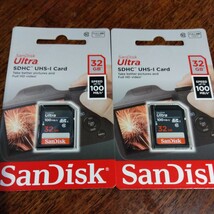 新品未開封 SanDisk サンデスク SDカード 32GB 100MB Ultra UHS-I SDHCカード SDHC 2枚_画像1