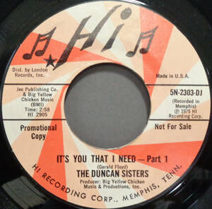 【SOUL 45】DUNCAN SISTERS - IT'S YOU THAT I NEED / PT. 2 (s240322039) 