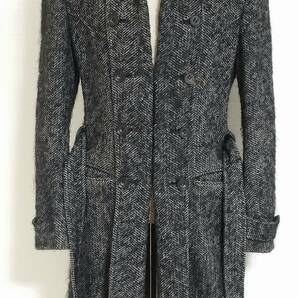 春秋物11万円ato日本製ソフトツイードナポレオントレンチコート「DOUBLE BREASTED BELTED TWEED COAT」アトウツイードチェスターコートの画像2