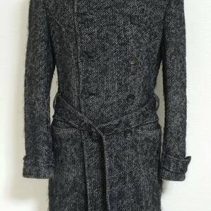 春秋物11万円ato日本製ソフトツイードナポレオントレンチコート「DOUBLE BREASTED BELTED TWEED COAT」アトウツイードチェスターコートの画像6