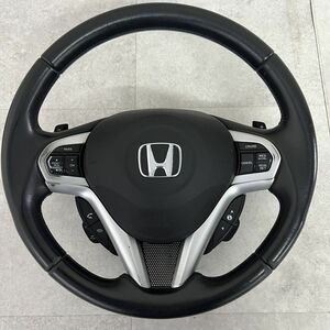 HONDA ホンダ純正 CR-Z前期 ZF1 ZF2 ステアリングホイール ハンドル スイッチ付き ブラック 黒系 革 ステアリング S240201-110