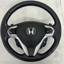 HONDA ホンダ純正 CR-Z前期 ZF1 ZF2 ステアリングホイール ハンドル スイッチ付き ブラック 黒系 革 ステアリング S240201-110_画像1