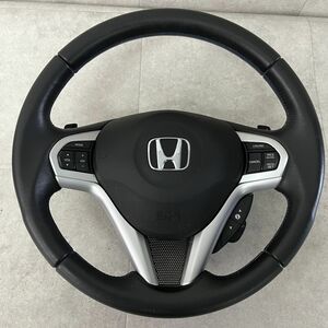 HONDA ホンダ純正 CR-Z 前期 ZF1 ZF2 ステアリングホイール スイッチ付き BLACK 黒系 革 ステアリングハンドル S240311-44