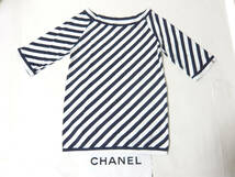 CHANEL シャネル トップス ネイビー/ホワイト 斜めボーダー #36 5012_画像1