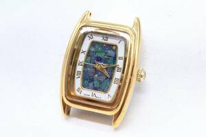 【W126-545】動作品 電池交換済 Casablanca カサブランカ モザイクオパール 18K GOLD PLATED 腕時計 フェイスのみ レディース