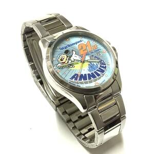 [ retro редкий товар * батарейка заменен ] Disney Land 21 anniversary commemoration Mickey Mouse календарь имеется аналог наручные часы герой часы ограниченный товар 