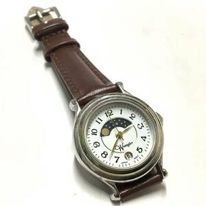 [ rare & retro, Belt have been exchanged. .]Wrangler Wrangler SAN&MOON moon phase analogue wristwatch lady's watch Vintage 