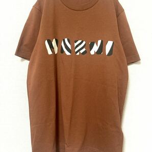 マルニ　marni プリント　ロゴ　ストライプ　ブラウン　半袖　tシャツ メンズ　トップス　カットソー　ニット　茶色　44クルーネック S