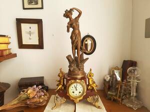 　★フランス アンティーク　大きい　置き時計 天使　女性像　装飾　飾り　ディスプレイ　1900年　　★