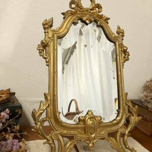 ★フランス アンティーク 素敵 ゴールド ルイ16世 リボン装飾 ミラー スタンド 1900年 ★の画像8