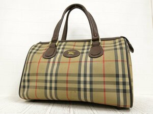 ◆美品◆BURBERRY バーバリー◆ノバチェック◆ナイロン カーフ レザー 本革◆ミニ ボストン バッグ◆ベージュ ブラウン G金具◆A4143